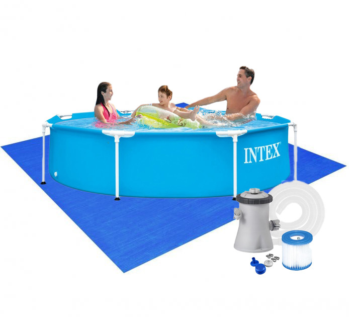 Круглий каркасний басейн з фільтр насосом та підстилкою 244 х 51 см Intex 28205