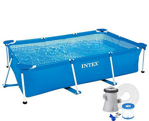 Прямокутний каркасний басейн Intex 28270 із фільтром насосом (220х150х60 см)
