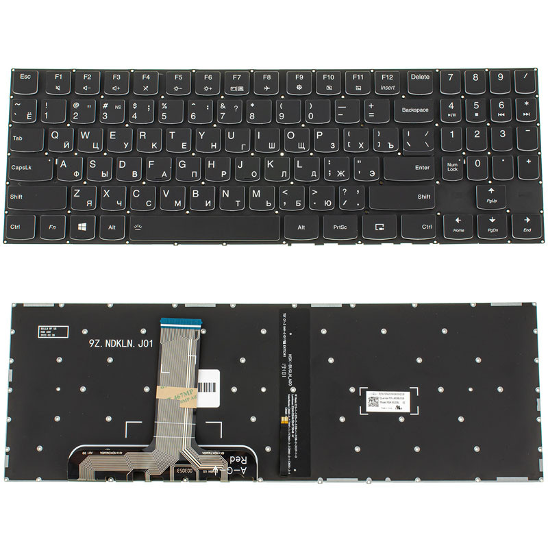 Клавіатура для ноутбука LENOVO (Legion: Y540-15) rus, black, без фрейму, підсвічування клавіш (оригінал) (white bezzel)