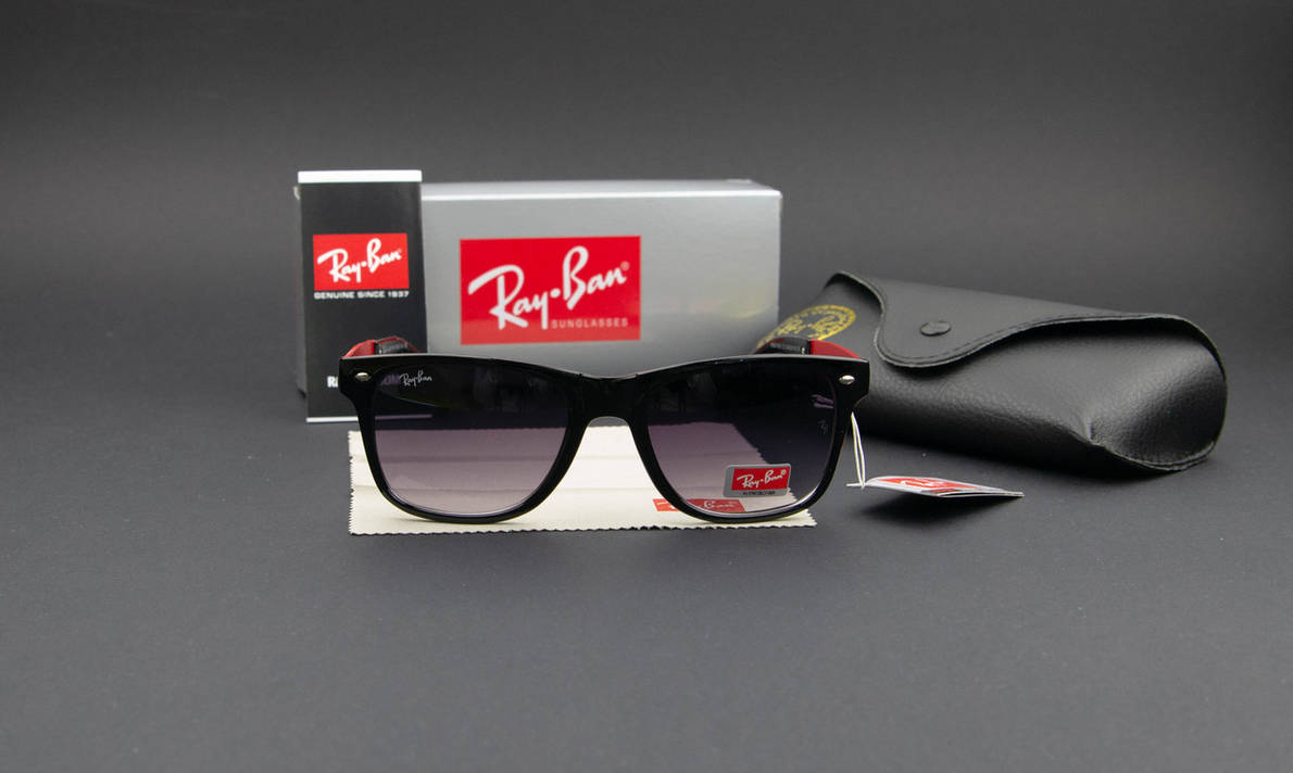 Сонцезахисні окуляри RAY BAN UV400 (арт. RB4196) лінза градієнт/червоні завушники, фото 1