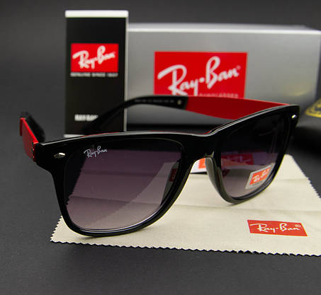 Сонцезахисні окуляри RAY BAN UV400 (арт. RB4196) лінза градієнт/червоні завушники, фото 4