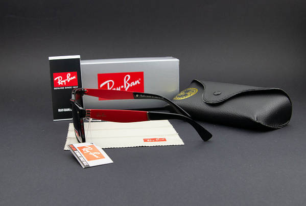 Сонцезахисні окуляри RAY BAN UV400 (арт. RB4196) лінза градієнт/червоні завушники, фото 5