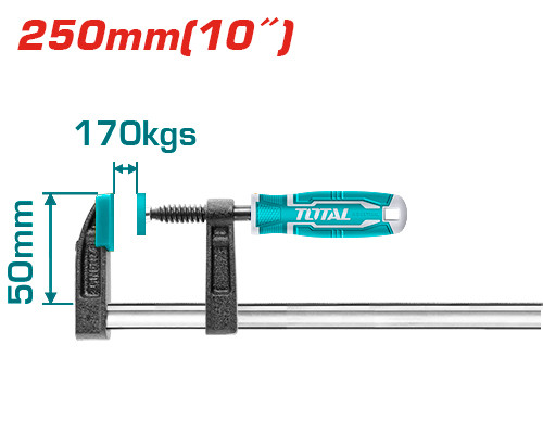 Струбцина столярна TOTAL THT1320503 стиск 250 мм 170 кг TZP102, фото 1