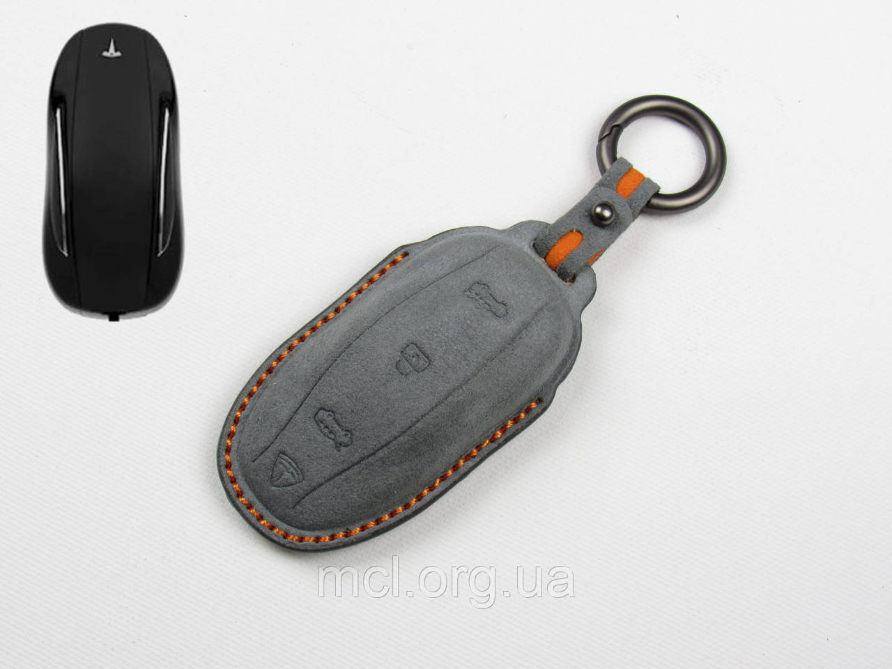 Чохол з алькантари для ключа Tesla model 3, S, Y (сірий)