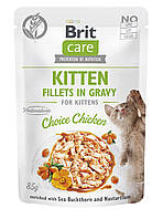 Корм вологий Brit Care Kitten Fillets in Gravy Choice Chicken д/кошенят філе в соусі курка 85 г i