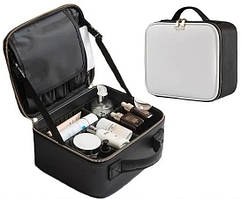 Кейс органайзер для косметики дорожній Beauty box Light чорно білий