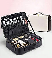 Кейс органайзер для косметики дорожній Beauty box Maxi чорно білий