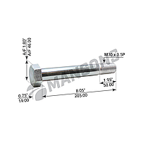 Болт М30х3,5х205 сайлентблока без гайки (головка шестигранная)