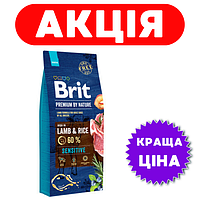 Brit Premium Sensitive Lamb & Rice 15 кг корм для собак Бріт Преміум Сенситив Ягня й Рис