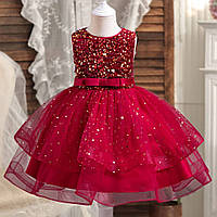 Детское красивое пышное нарядное платье на девочку, бордовое праздничное платьице для детей