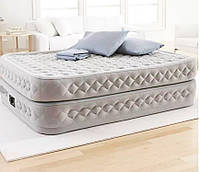 Матрас надувной двуспальный кровать Intex,152х203х51 см, Матрас для сна с электронасосом для отдыха