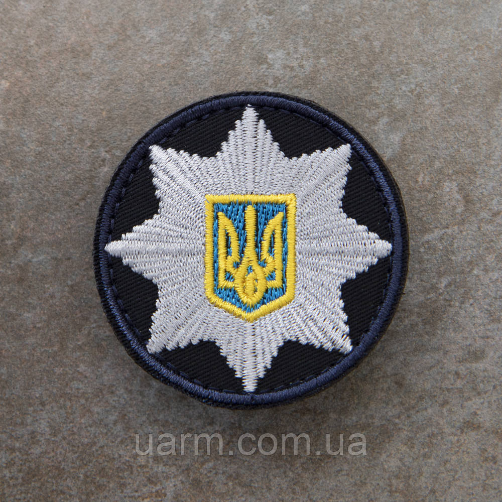 Шеврон кокарда НПУ Поліція синя м, фото 1