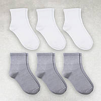Базовые женские носки средней высоты 6 пар Белые/Серые хлопок размер 35-38