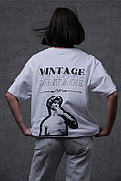 Оверсайз футболка з принтом Without vintage white хорошее качество