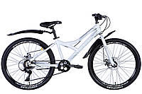 Велосипед сталь 24" Discovery FLINT DD рама-13" белый (матовый) с крылом Pl 2024