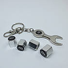 Захисні ковпачки на ніпеля Audi + ключик-брелок у подарунок! Колір хром, фото 3