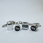 Захисні ковпачки на ніпеля Audi + ключик-брелок у подарунок! Колір хром, фото 4