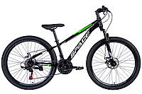 Велосипед Высокопрочная сталь 26" SPACE SATURN Хардтейл DD рама-13" черно-зеленый 2024