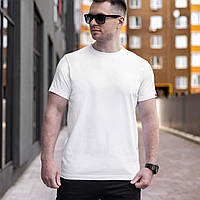 Повседневная летняя футболка для мужчин/ Однотонная белая футболка/ Качественная мужская футболка без принтов