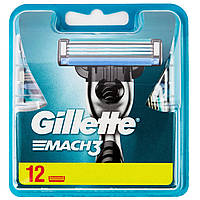 Gillette Mach3 (12 шт.) змінні касети для гоління (джилет мак3 12шт)