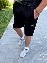 Літні чоловічі спортивні шорти Puma Black Чоловічі шорти Чорні Пума із кишенями 100% коттон весна літо, фото 2