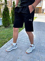 Літні чоловічі спортивні шорти Puma Black Чоловічі шорти Чорні Пума із кишенями 100% коттон весна літо, фото 3