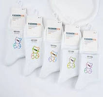 Шкарпетки підліткові білі Ведмедик мікс Fashion 22-24 р.