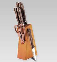 Набор ножей из нержавеющей стали Maestro MR-1404, Нож для кухни в деревянной подставке (7 предметов)