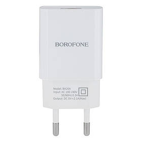 Мережевий зарядний пристрій Borofone BA20A Lightning 1USB 2.1A