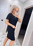 Вільна літня жіноча сукня футболка в рубчик чорна пряме спортивне плаття на кожен день, фото 4