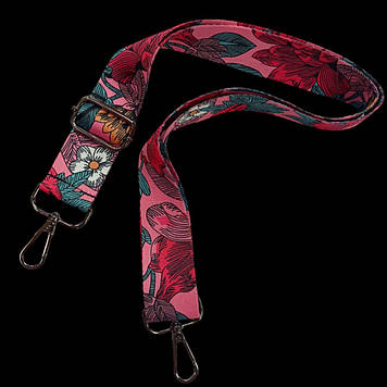 Плечовий ремінь з орнаментом для сумки 38 мм, рожевий