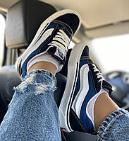 Кроссовки Женские Vans Knu-Skool Navy Замшевые Весенние Синие, Кеды Женские Ванс Замша Кожа Летние Синие