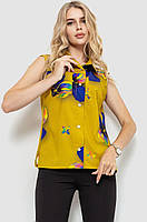 Блуза без рукавов с принтом, цвет оливковый, 102R068-6
