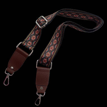Плечовий ремінь з орнаментом для сумки 38 мм, коричневий