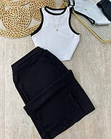 Літній костюм топік зі спідницею із щільної та якісної тканини ( XS/S M/L )