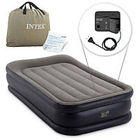 Матрас надувной односпальный кровать Intex99х191х42см, Матрас для сна с электронасосом для отдыха