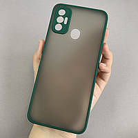 Чохол для Tecno Spark 7 Go (KF6m) напівпрозорий матовий з кольоровими бортами на техно спарк 7 го зелений tcb