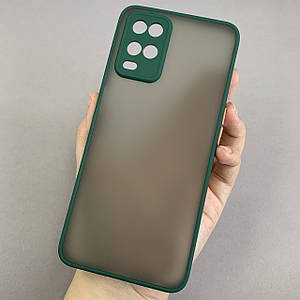 Чохол для Oppo A54 напівпрозорий матовий чохол з кольоровими бортами на телефон оппо а54 темно-зелений tcb