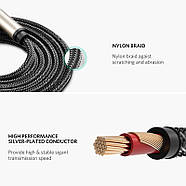 Аудіо кабель Jack 6.5mm на Jack 6.5mm Male to Male Audio Cable UGREEN 2м (сірий) AV128, фото 7
