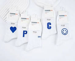 Шкарпетки підліткові білі з синім написом Fashion