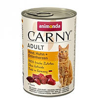 Влажный корм для котов Animonda Carny Adult Beef, Chicken + Duck hearts 200 г Анимонда (171408-23) LV