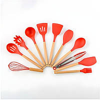 Силиконовые кухонные принадлежности набор Kitchen Set красный (Набор силиконовых приборов для кухни) Ополоники