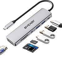 BYEASY 7-в-1 USB-C концентратор с HDMI 4K, SD/TF кардридером и 100 Вт мощности