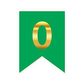Цифра на прапорці "0" золото на зеленому