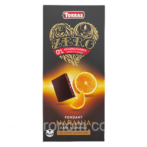 Шоколад чорний з апельсином (без цукру) Торрас Torras orange 125g 12шт/ящ (Код: 00-00000558)