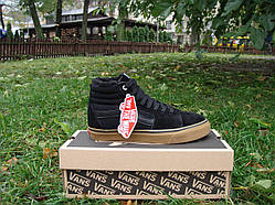 Зимові кеди унісекс VANS Sk-8 Hi GUM all black "Чорні високі з медовою підошвою" р. 9 (42)