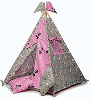 Вигвам детская палатка с матрасом Бон бон и подушками "Микки розовый" для дома и сада.