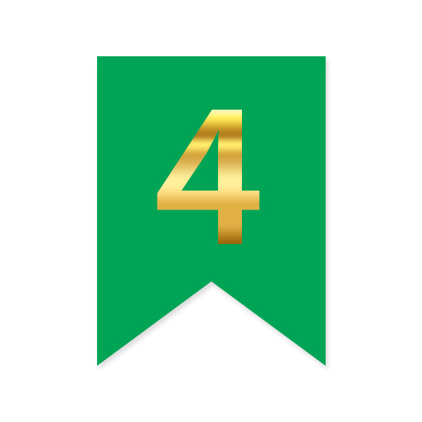 Цифра на прапорці "4" золото на зеленому
