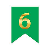 Цифра на прапорці "6" золото на зеленому