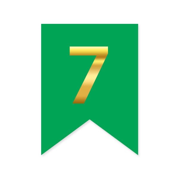 Цифра на прапорці "7" золото на зеленому